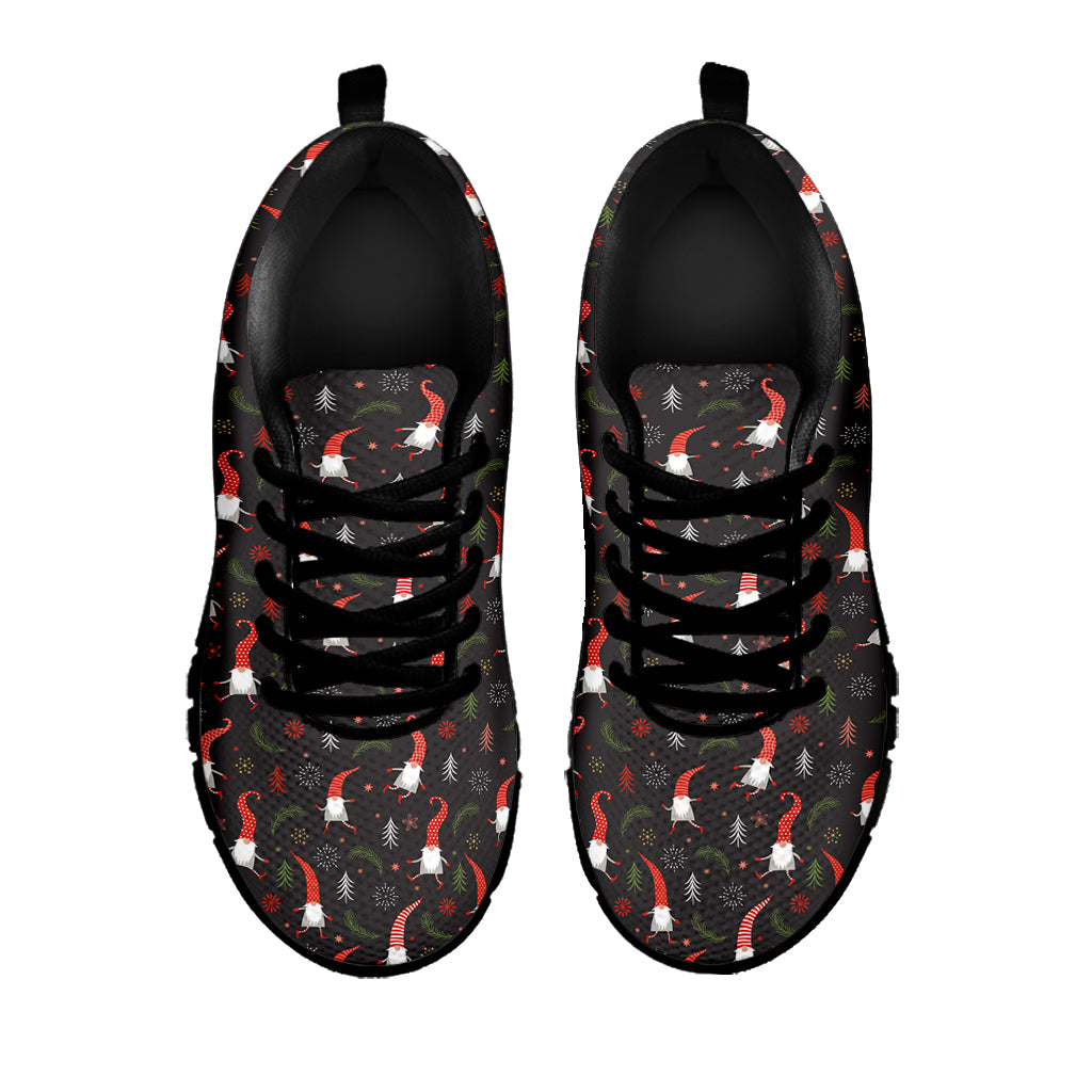 Christmas Gnomes Pattern Print Black Sneakers