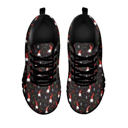Christmas Gnomes Pattern Print Black Sneakers