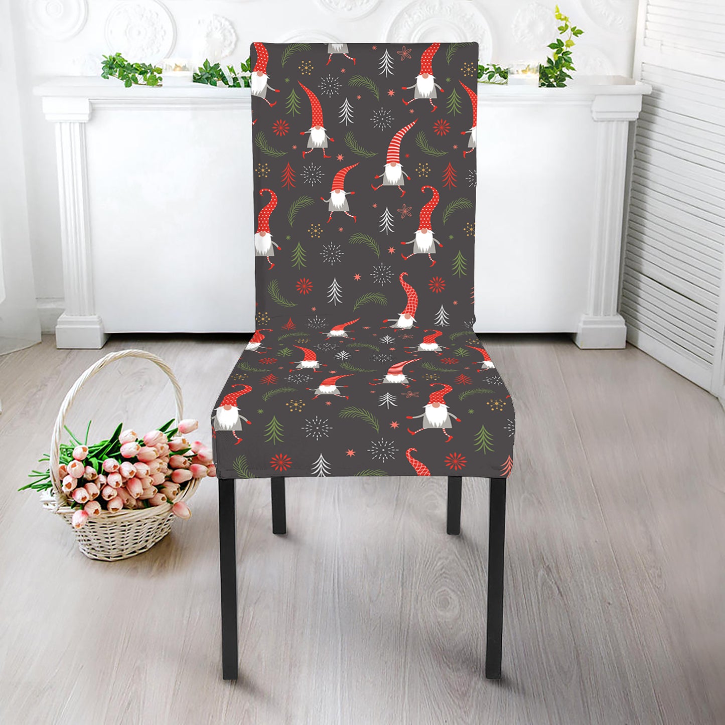 Christmas Gnomes Pattern Print Dining Chair Slipcover
