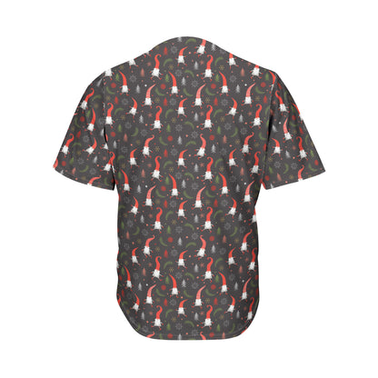 Christmas Gnomes Pattern Print Men's Baseball Jersey