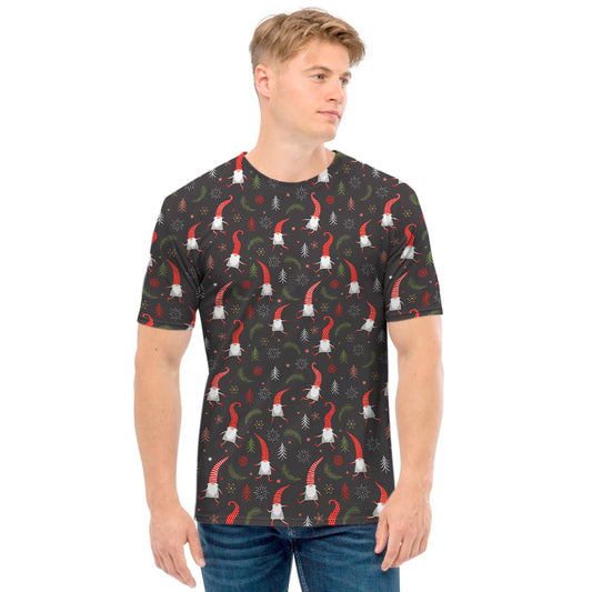 Christmas Gnomes Pattern Print Men's T-Shirt