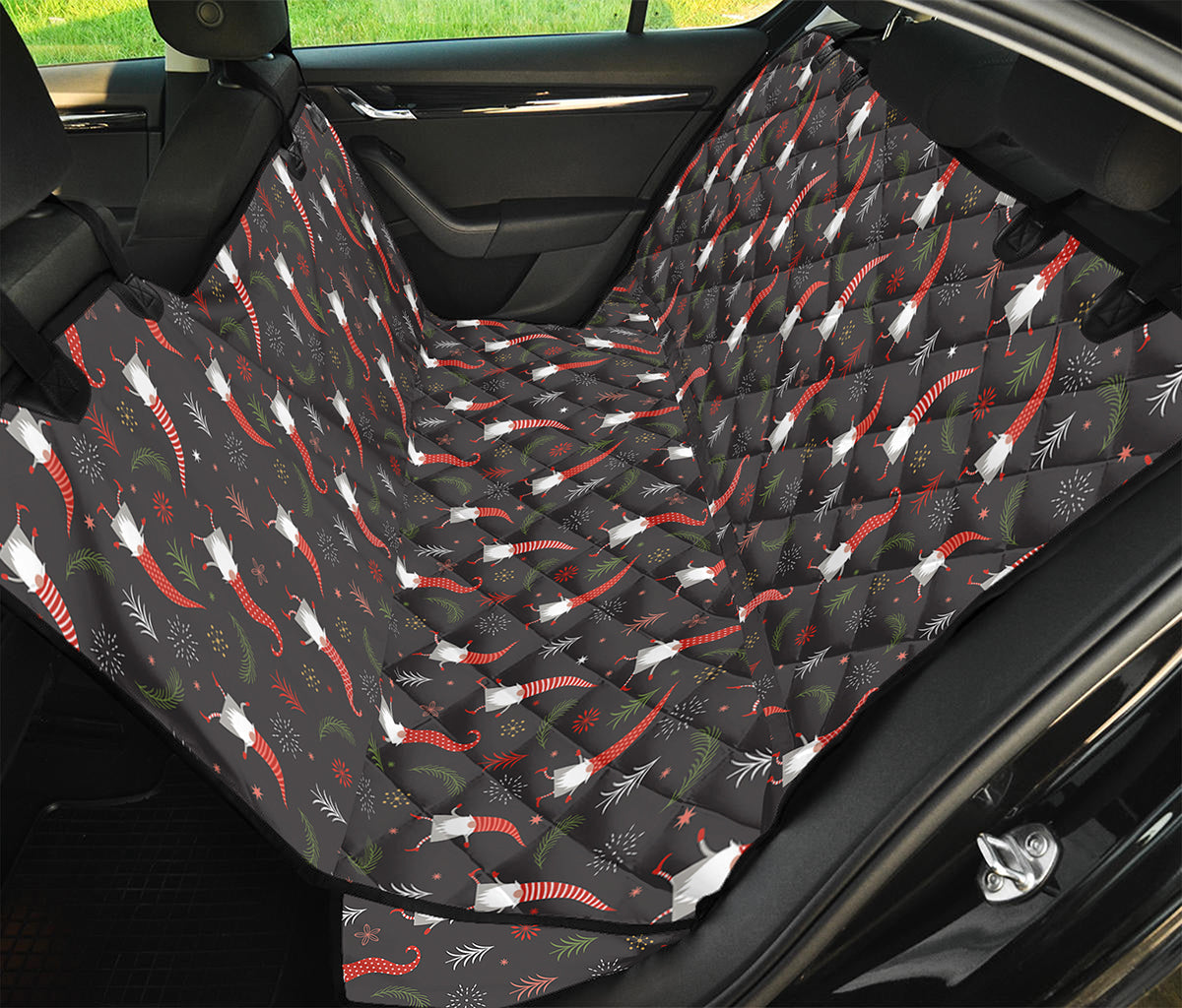 Christmas Gnomes Pattern Print Pet Car Back Seat Cover