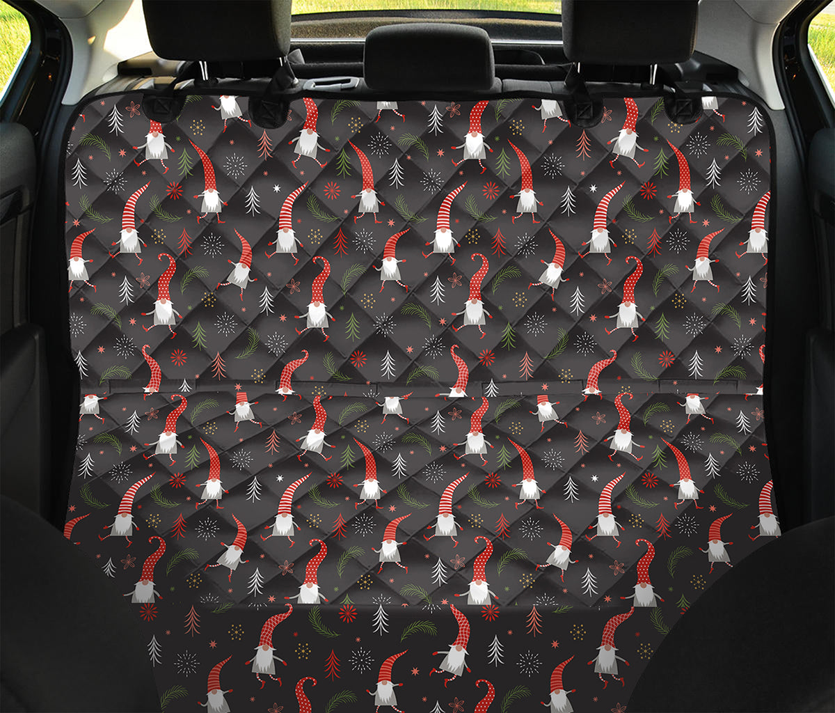 Christmas Gnomes Pattern Print Pet Car Back Seat Cover