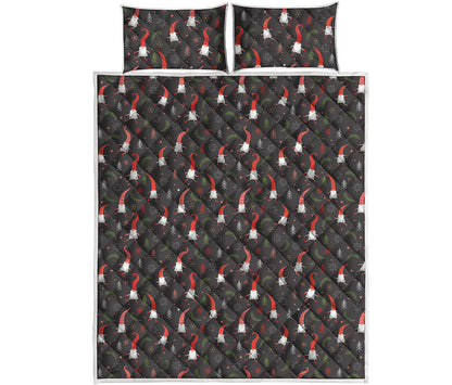 Christmas Gnomes Pattern Print Quilt Bed Set