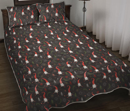 Christmas Gnomes Pattern Print Quilt Bed Set