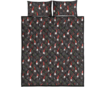 Christmas Gnomes Pattern Print Quilt Bed Set