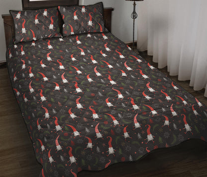 Christmas Gnomes Pattern Print Quilt Bed Set