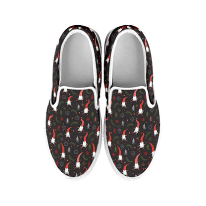 Christmas Gnomes Pattern Print White Slip On Shoes