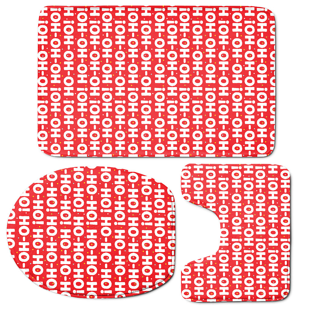Christmas Ho Ho Ho Pattern Print 3 Piece Bath Mat Set
