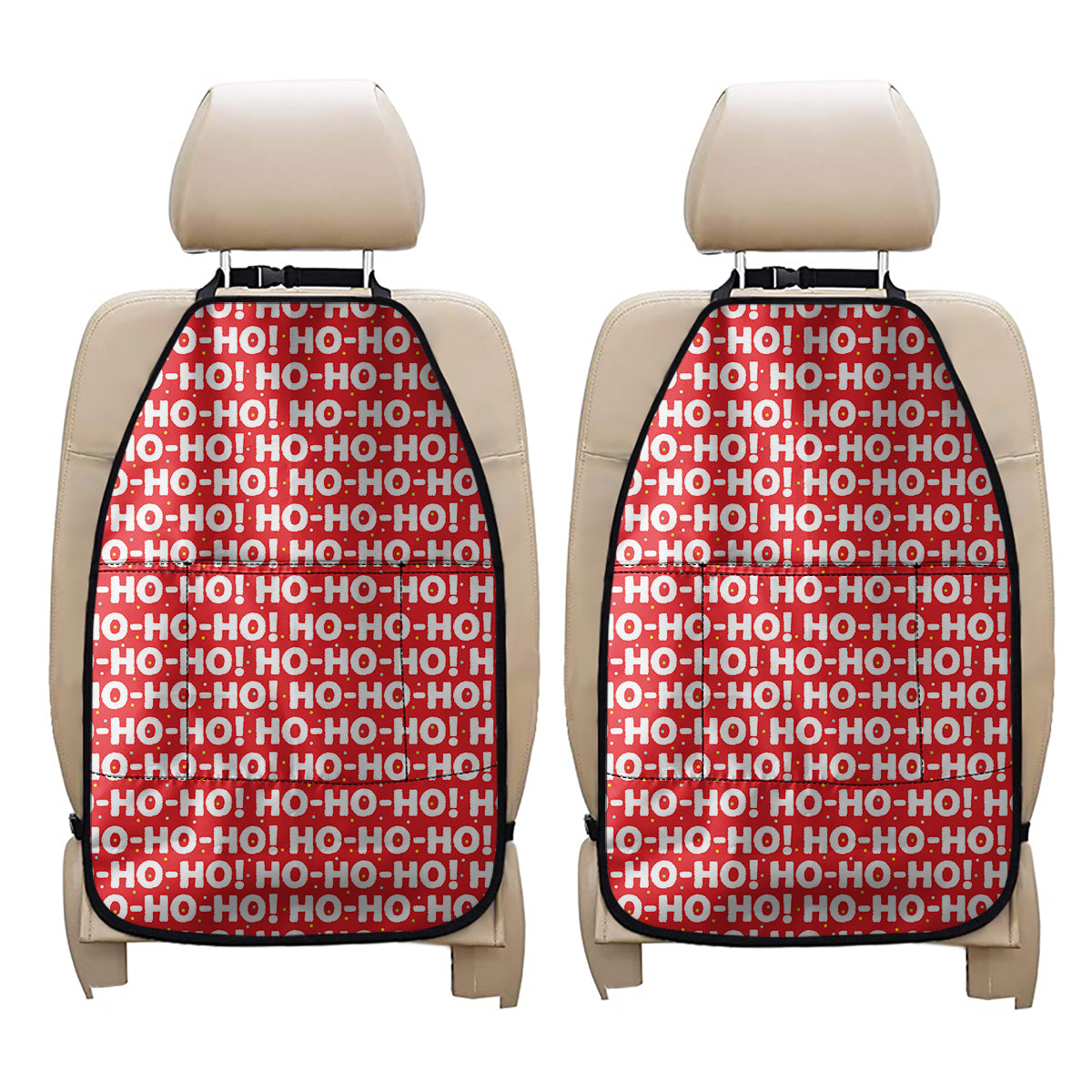 Christmas Ho Ho Ho Pattern Print Car Seat Organizers