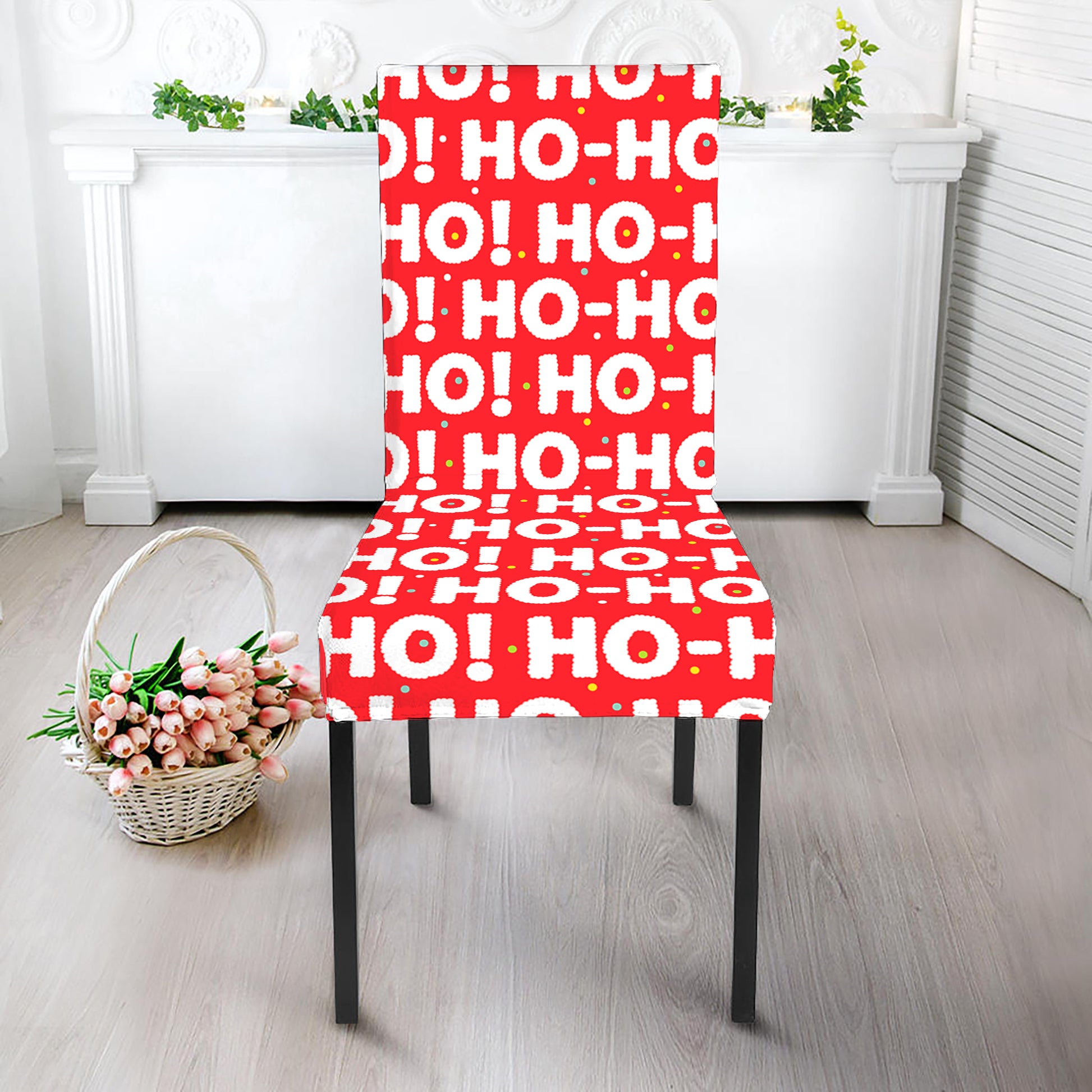 Christmas Ho Ho Ho Pattern Print Dining Chair Slipcover