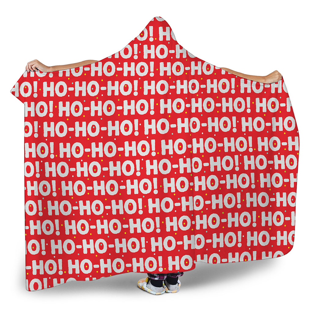 Christmas Ho Ho Ho Pattern Print Hooded Blanket