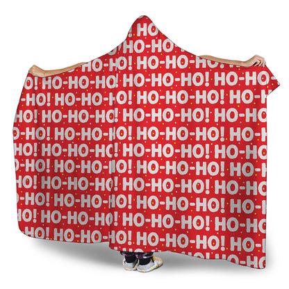Christmas Ho Ho Ho Pattern Print Hooded Blanket