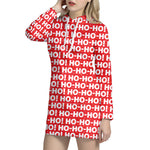 Christmas Ho Ho Ho Pattern Print Hoodie Dress