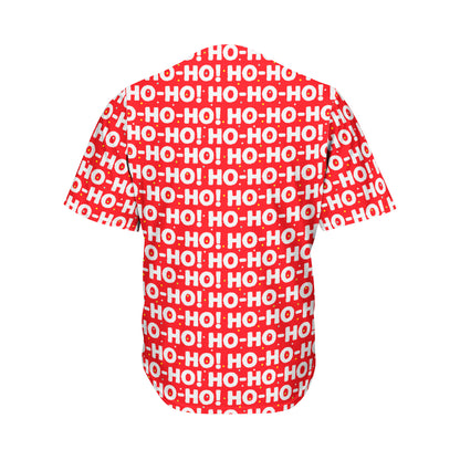 Christmas Ho Ho Ho Pattern Print Men's Baseball Jersey