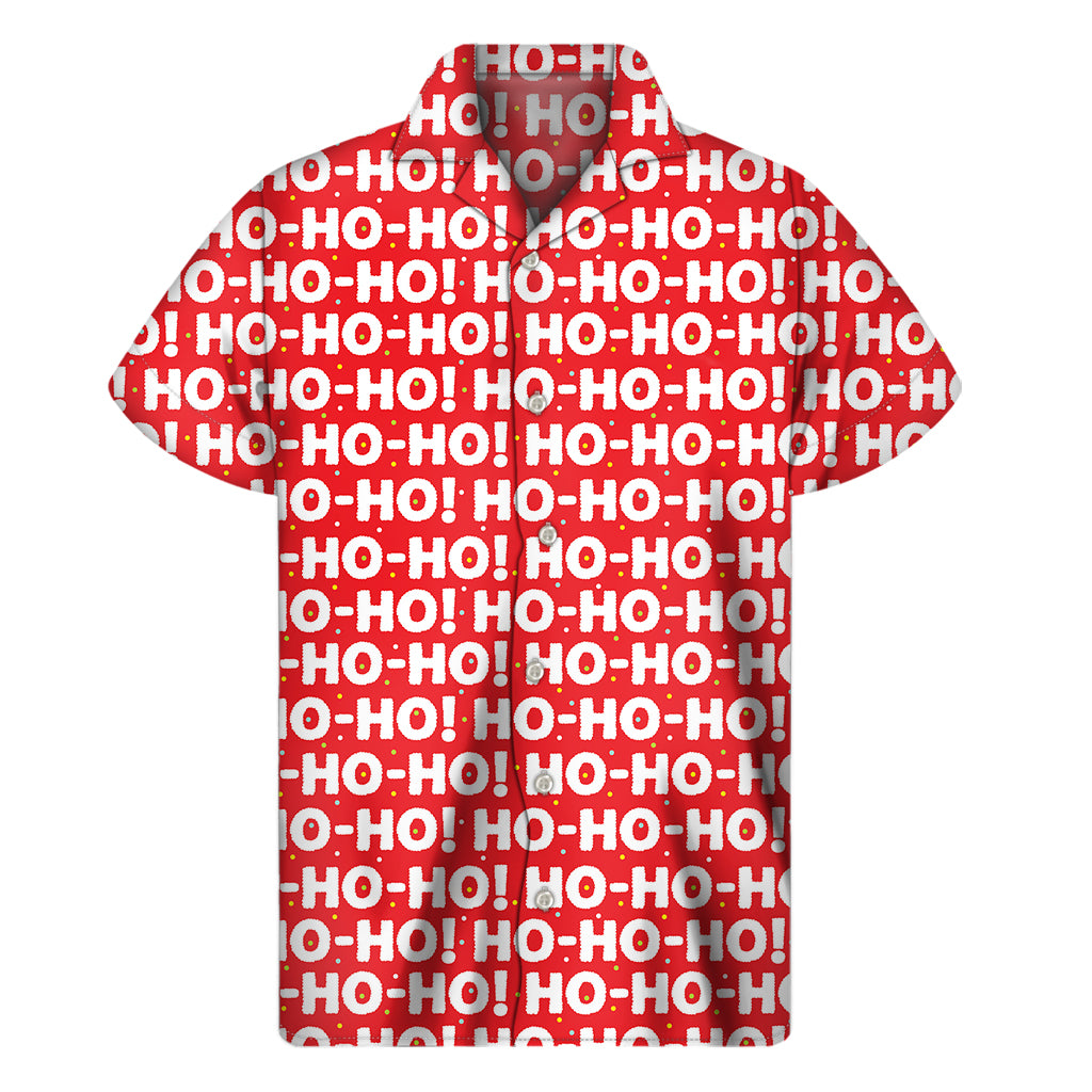 Christmas Ho Ho Ho Pattern Print Men's Short Sleeve Shirt
