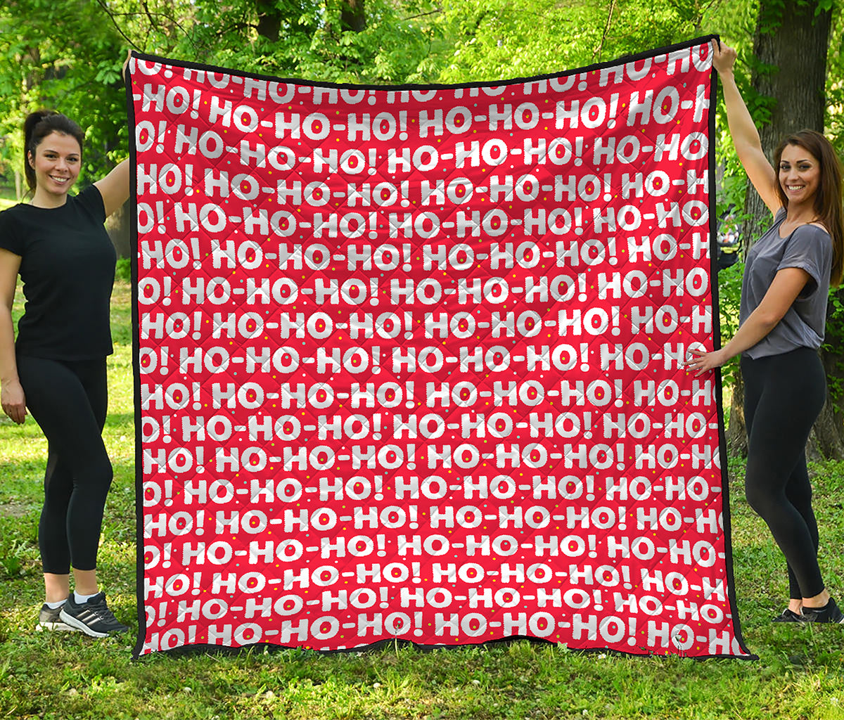 Christmas Ho Ho Ho Pattern Print Quilt