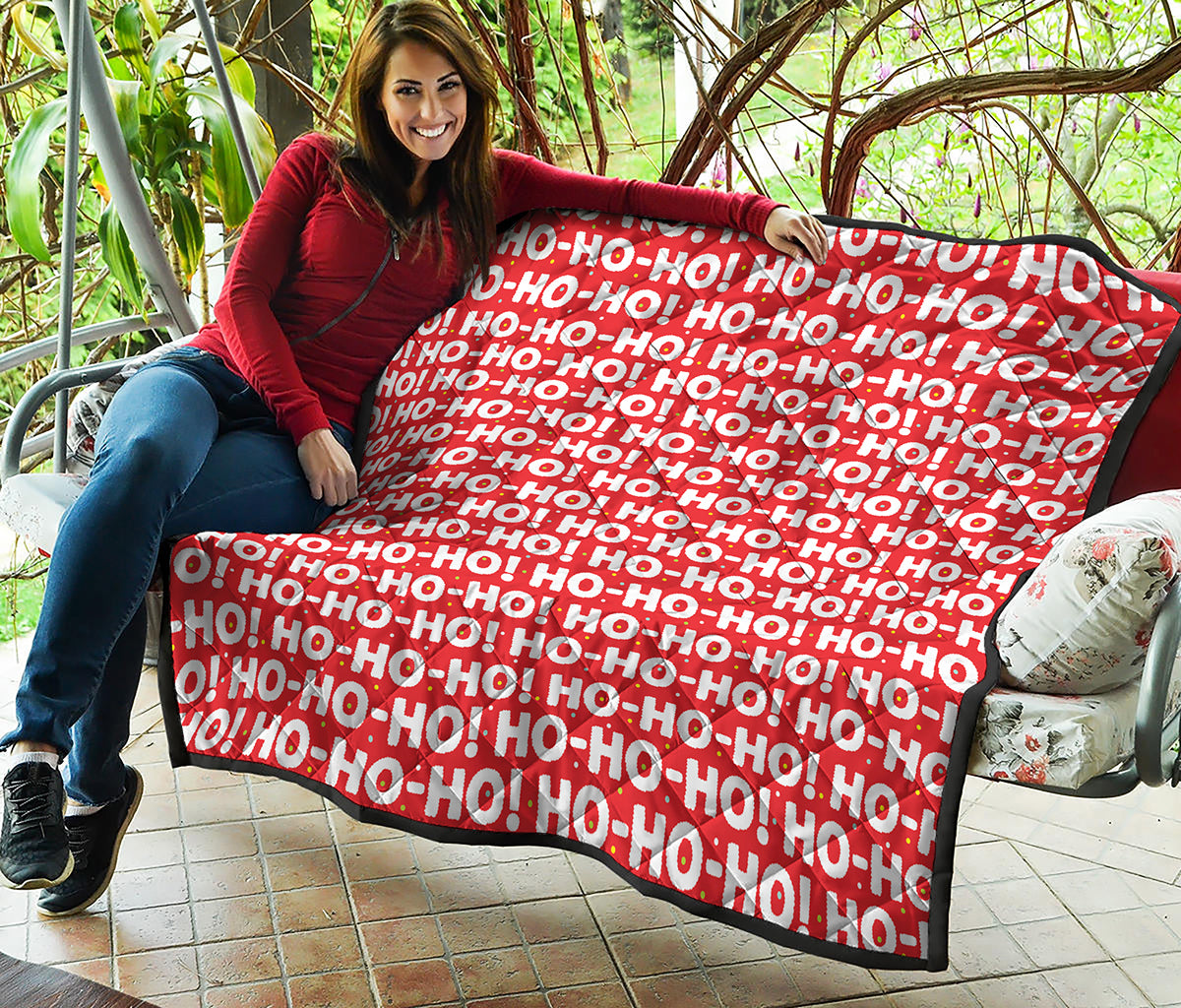 Christmas Ho Ho Ho Pattern Print Quilt