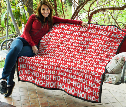 Christmas Ho Ho Ho Pattern Print Quilt