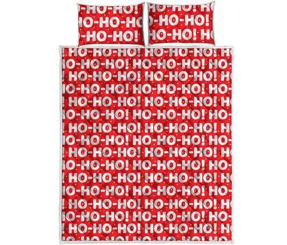 Christmas Ho Ho Ho Pattern Print Quilt Bed Set