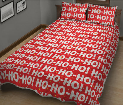 Christmas Ho Ho Ho Pattern Print Quilt Bed Set