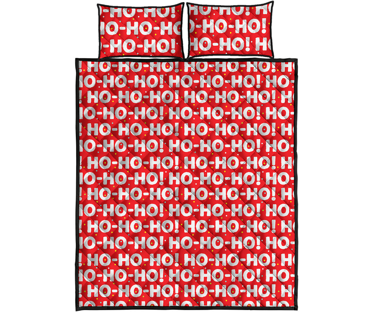 Christmas Ho Ho Ho Pattern Print Quilt Bed Set