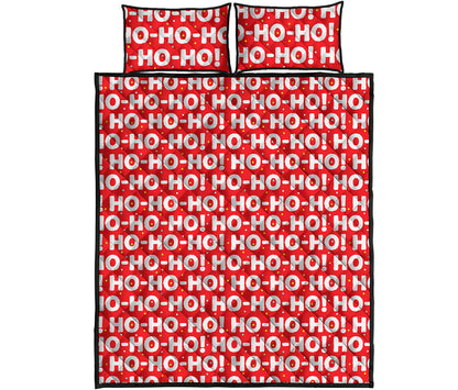 Christmas Ho Ho Ho Pattern Print Quilt Bed Set