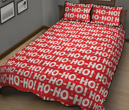 Christmas Ho Ho Ho Pattern Print Quilt Bed Set