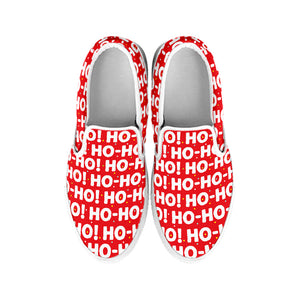 Christmas Ho Ho Ho Pattern Print White Slip On Shoes