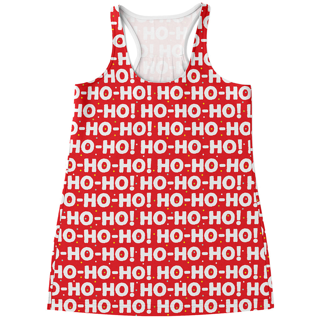 Christmas Ho Ho Ho Pattern Print Women's Racerback Tank Top