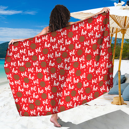 Christmas Hohoho Santa Claus Laugh Print Beach Sarong Wrap