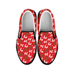 Christmas Hohoho Santa Claus Laugh Print Black Slip On Shoes