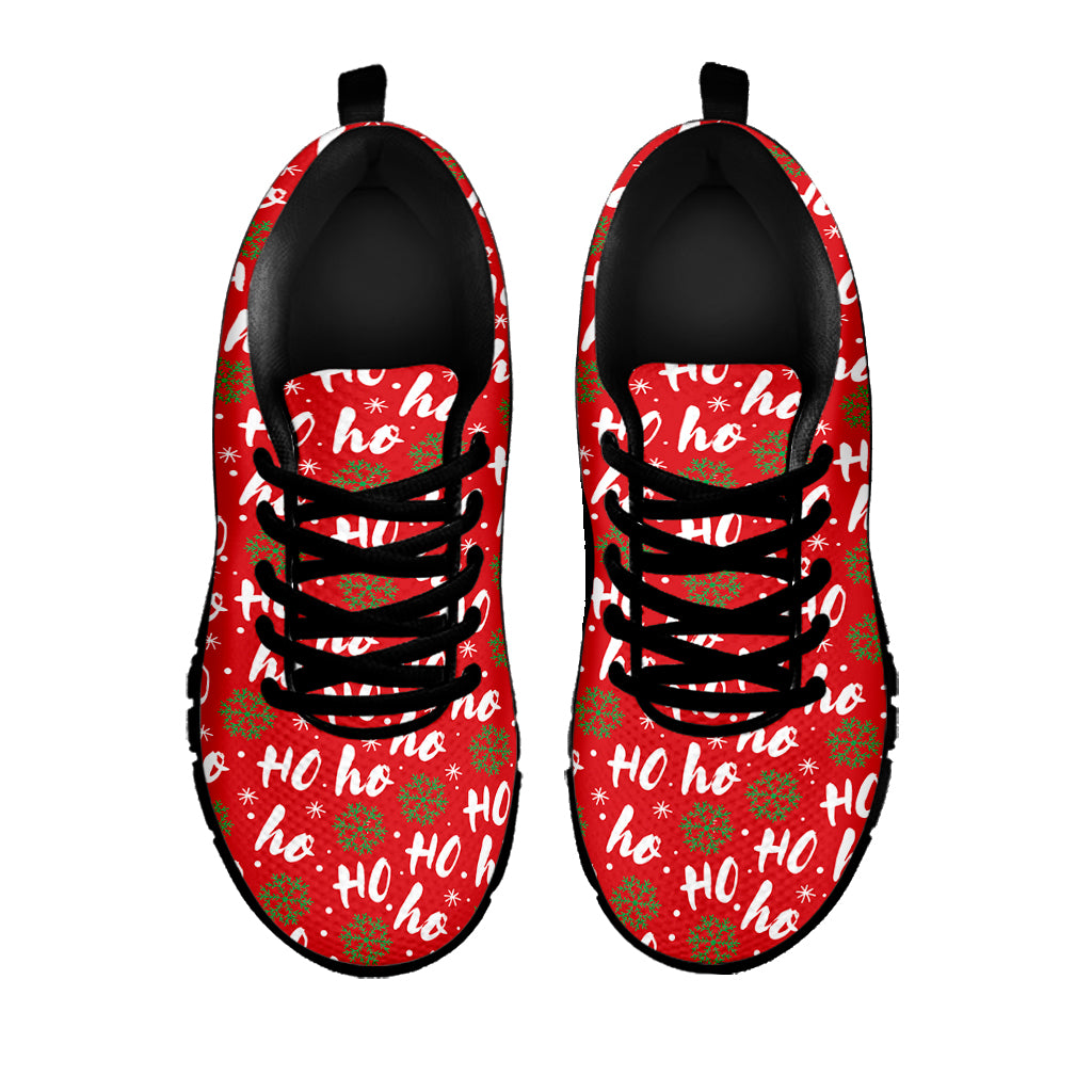 Christmas Hohoho Santa Claus Laugh Print Black Sneakers