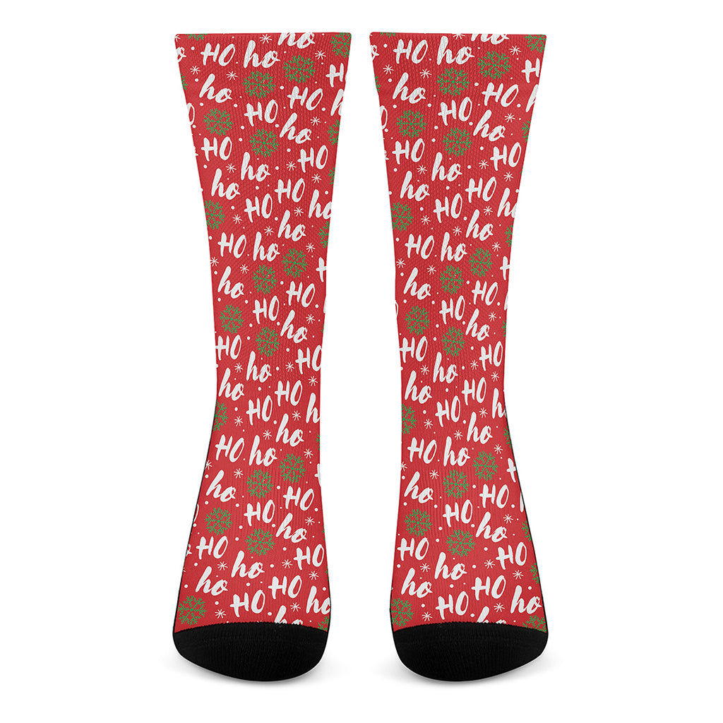 Christmas Hohoho Santa Claus Laugh Print Crew Socks