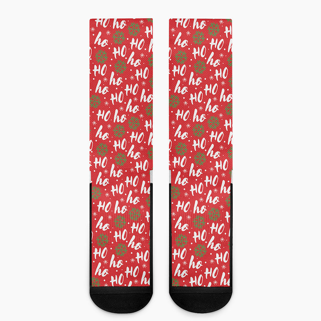 Christmas Hohoho Santa Claus Laugh Print Crew Socks