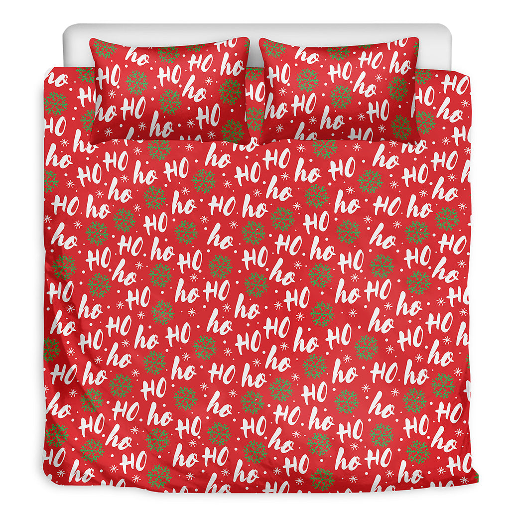 Christmas Hohoho Santa Claus Laugh Print Duvet Cover Bedding Set