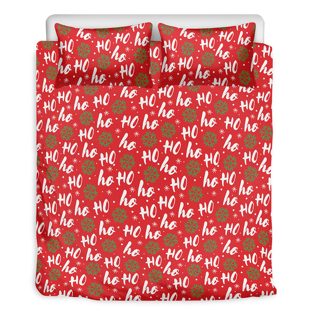 Christmas Hohoho Santa Claus Laugh Print Duvet Cover Bedding Set
