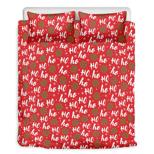 Christmas Hohoho Santa Claus Laugh Print Duvet Cover Bedding Set