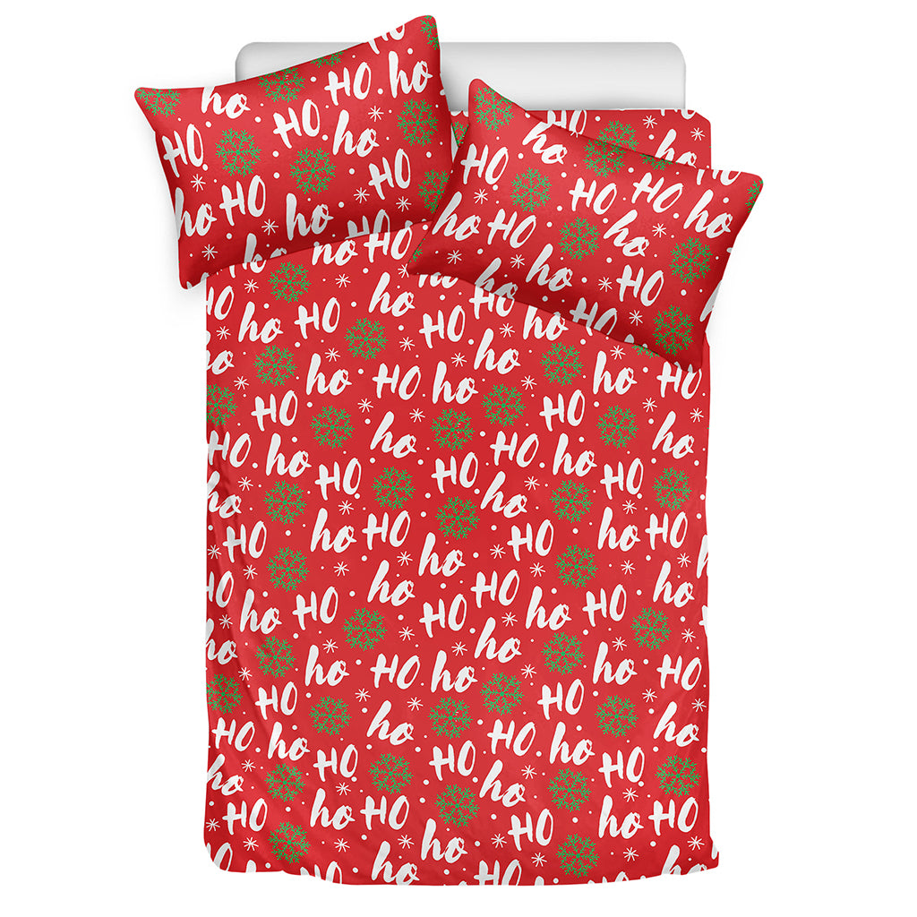 Christmas Hohoho Santa Claus Laugh Print Duvet Cover Bedding Set
