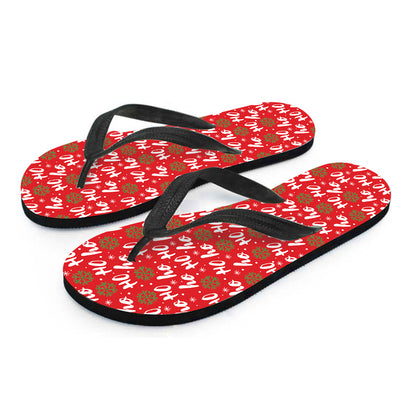 Christmas Hohoho Santa Claus Laugh Print Flip Flops