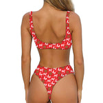 Christmas Hohoho Santa Claus Laugh Print Front Bow Tie Bikini