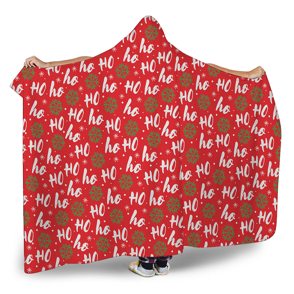 Christmas Hohoho Santa Claus Laugh Print Hooded Blanket