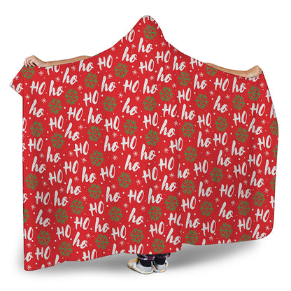 Christmas Hohoho Santa Claus Laugh Print Hooded Blanket