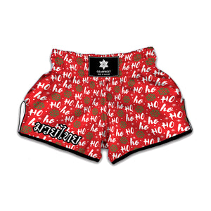 Christmas Hohoho Santa Claus Laugh Print Muay Thai Boxing Shorts