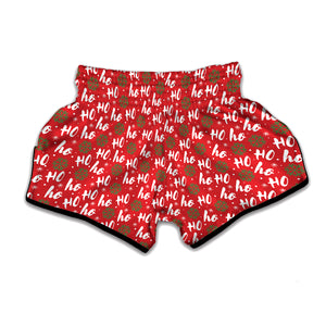 Christmas Hohoho Santa Claus Laugh Print Muay Thai Boxing Shorts