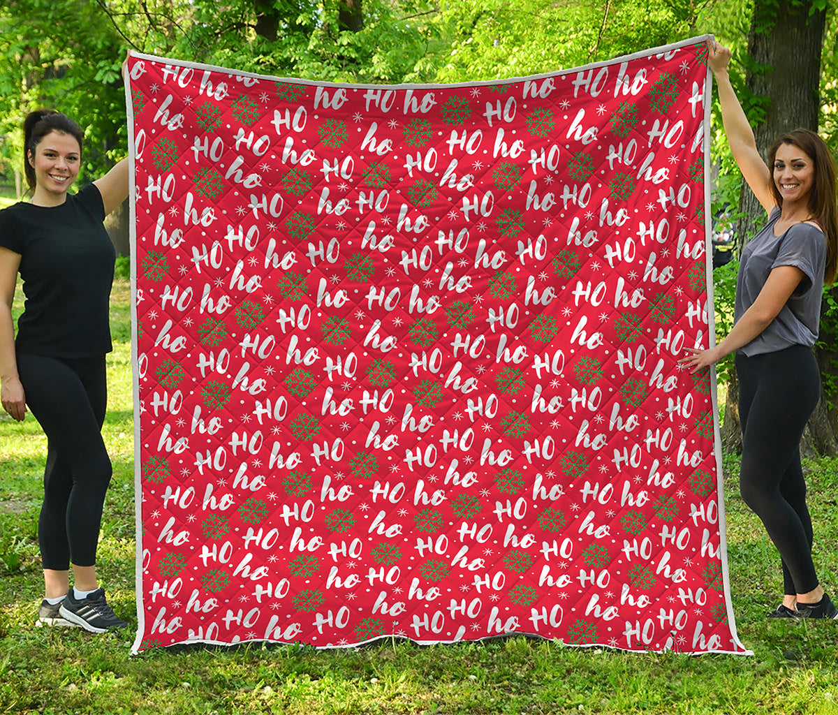 Christmas Hohoho Santa Claus Laugh Print Quilt