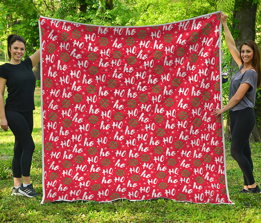 Christmas Hohoho Santa Claus Laugh Print Quilt