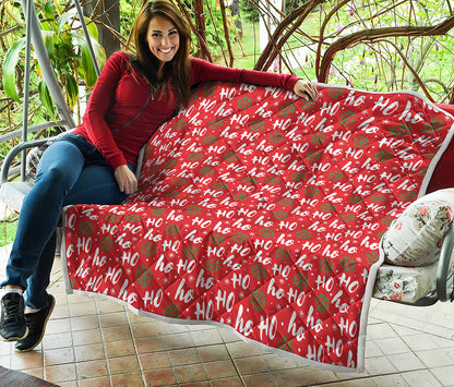 Christmas Hohoho Santa Claus Laugh Print Quilt
