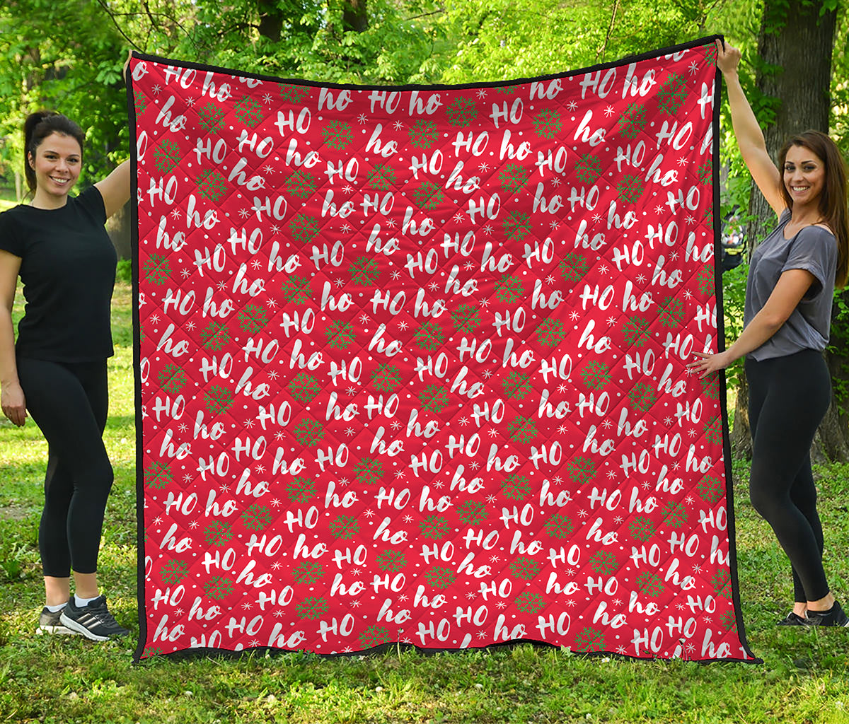 Christmas Hohoho Santa Claus Laugh Print Quilt