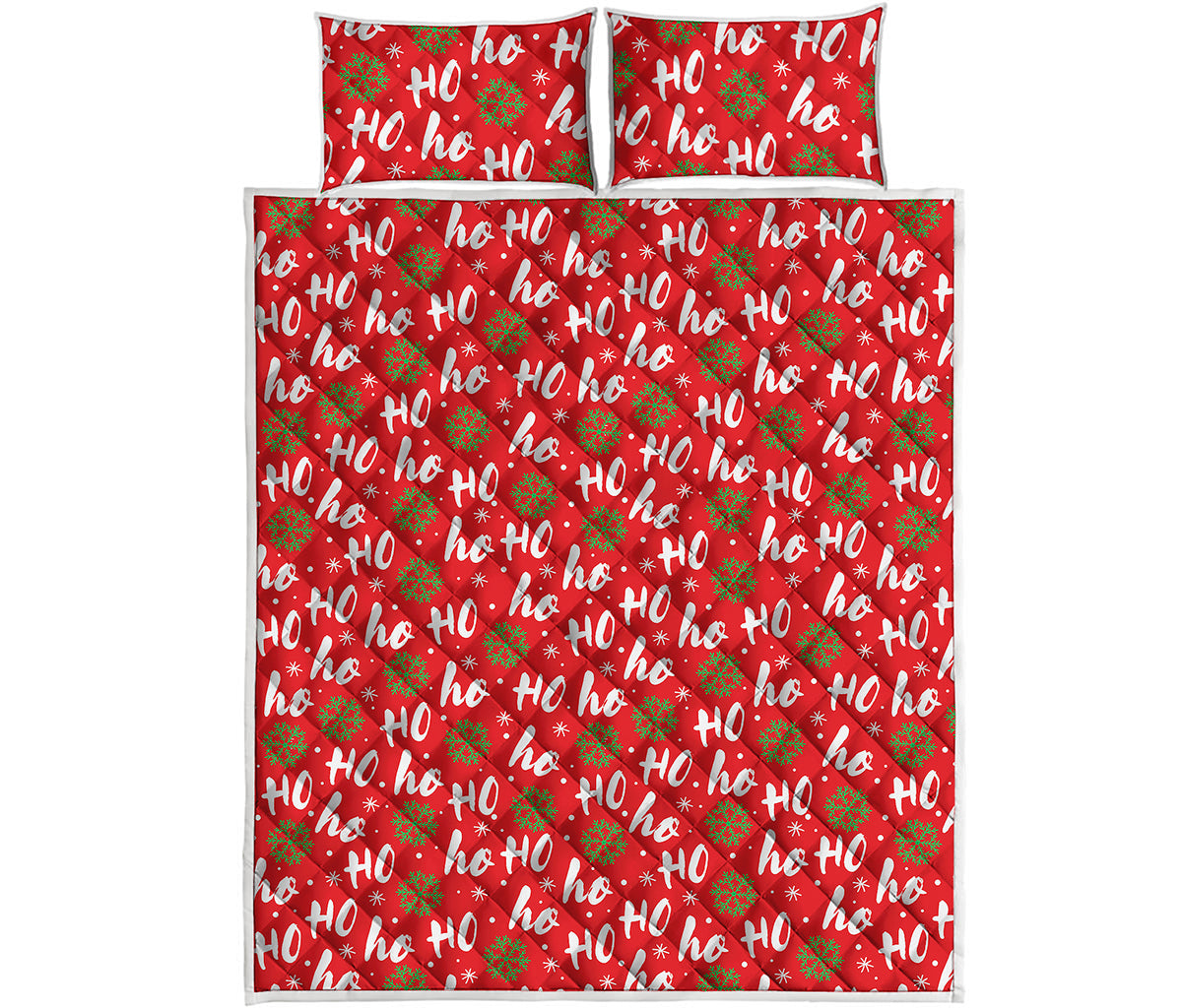 Christmas Hohoho Santa Claus Laugh Print Quilt Bed Set